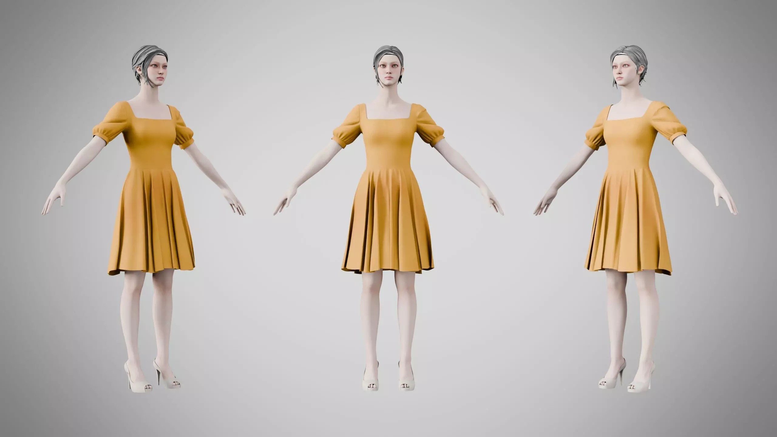 Dress 26 Amber Glow Low-poly 3D model