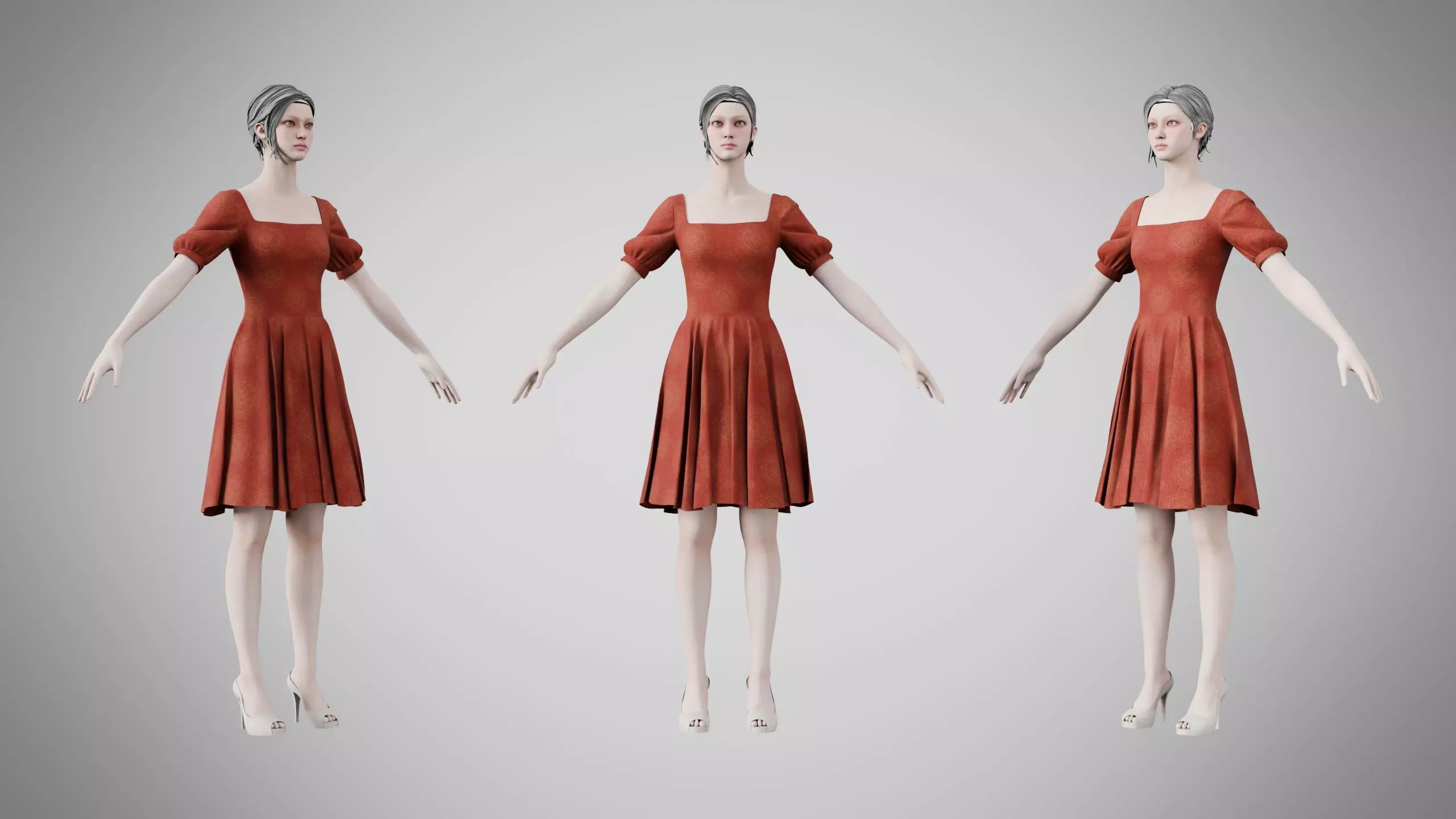Dress 26 Crimson Mandala Brocade v2 Low-poly 3D model