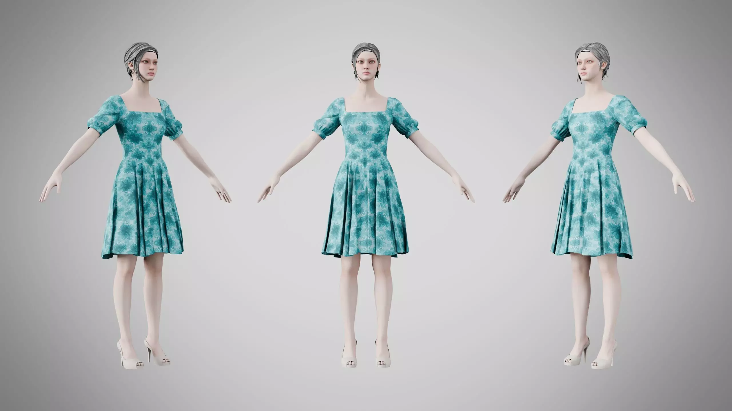 Dress 26 Oceanic Mosaic Low-poly 3D model