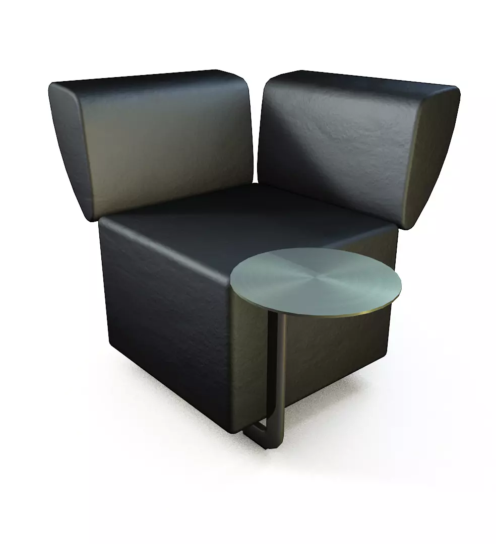 Black leather sofa with table 3D model