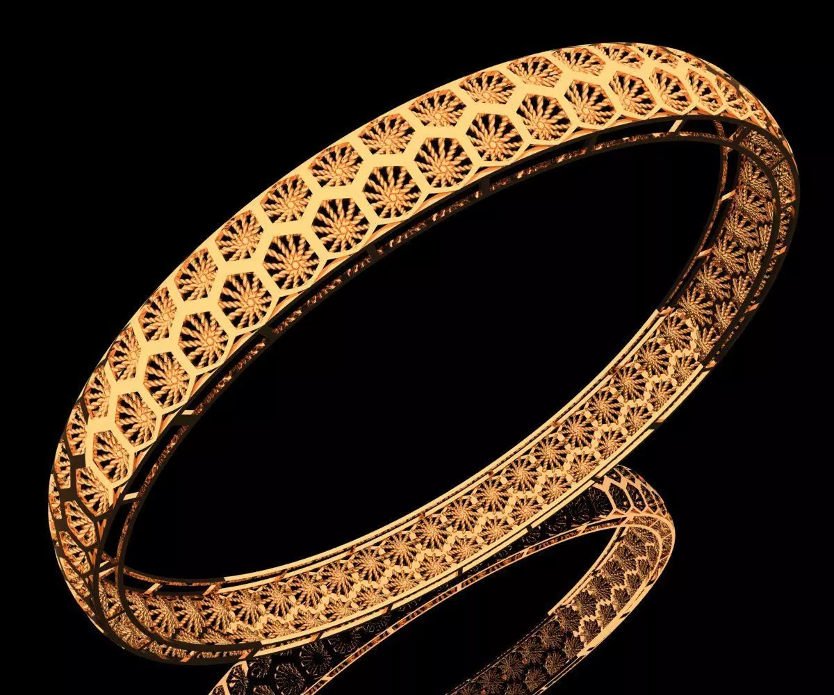1407 Polygon-Rosette Bangle 61MM-10gm 3D print model