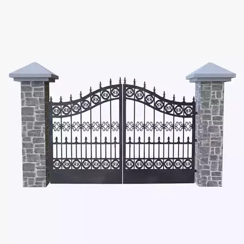 Ornamental Wrought Iron Gate Low Poly PBR 3D Model