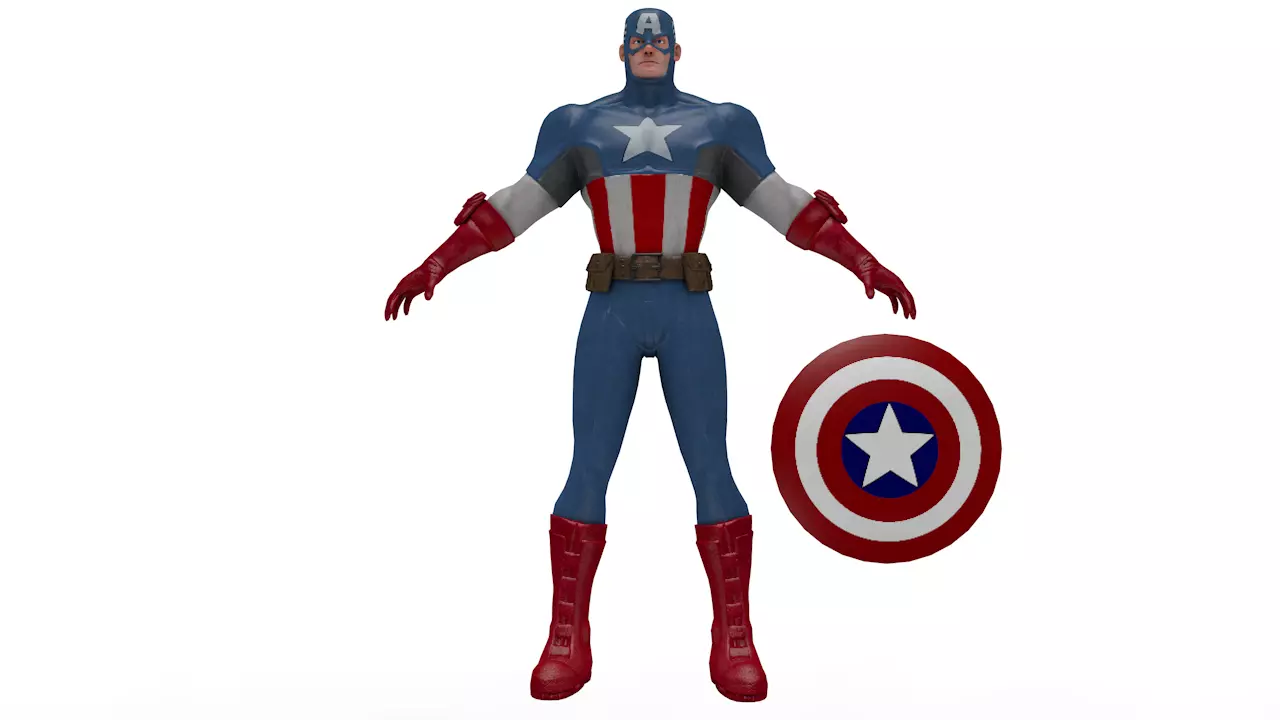Captain America Low-poly 3D model