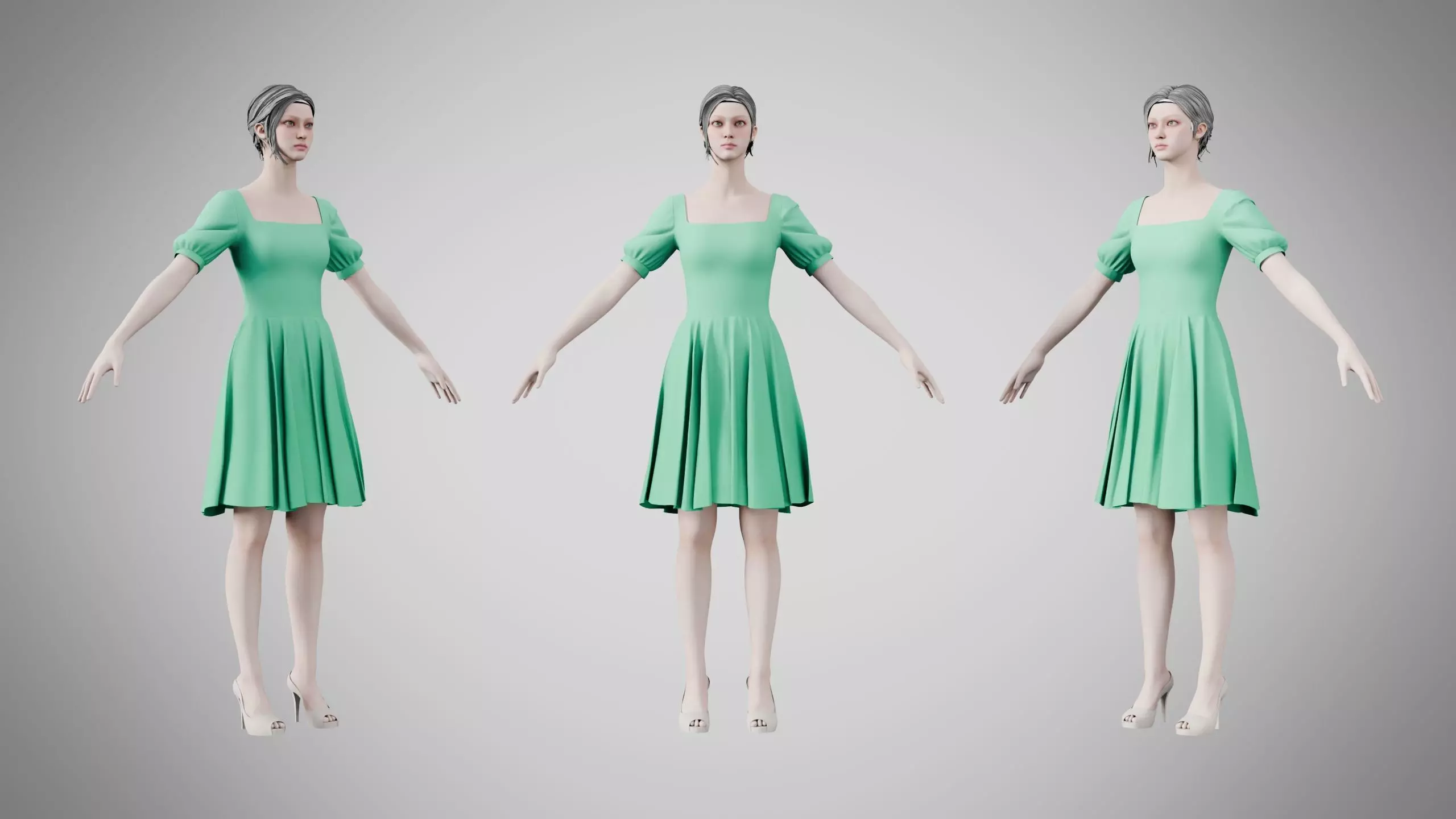 Dress 26 Medium Aquamarine Low-poly 3D model