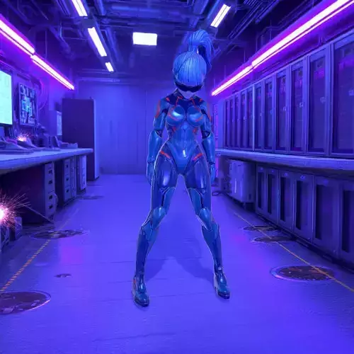 Sleek Android Technician Appearing 3D - Rigged And Animated Low-poly 3D model