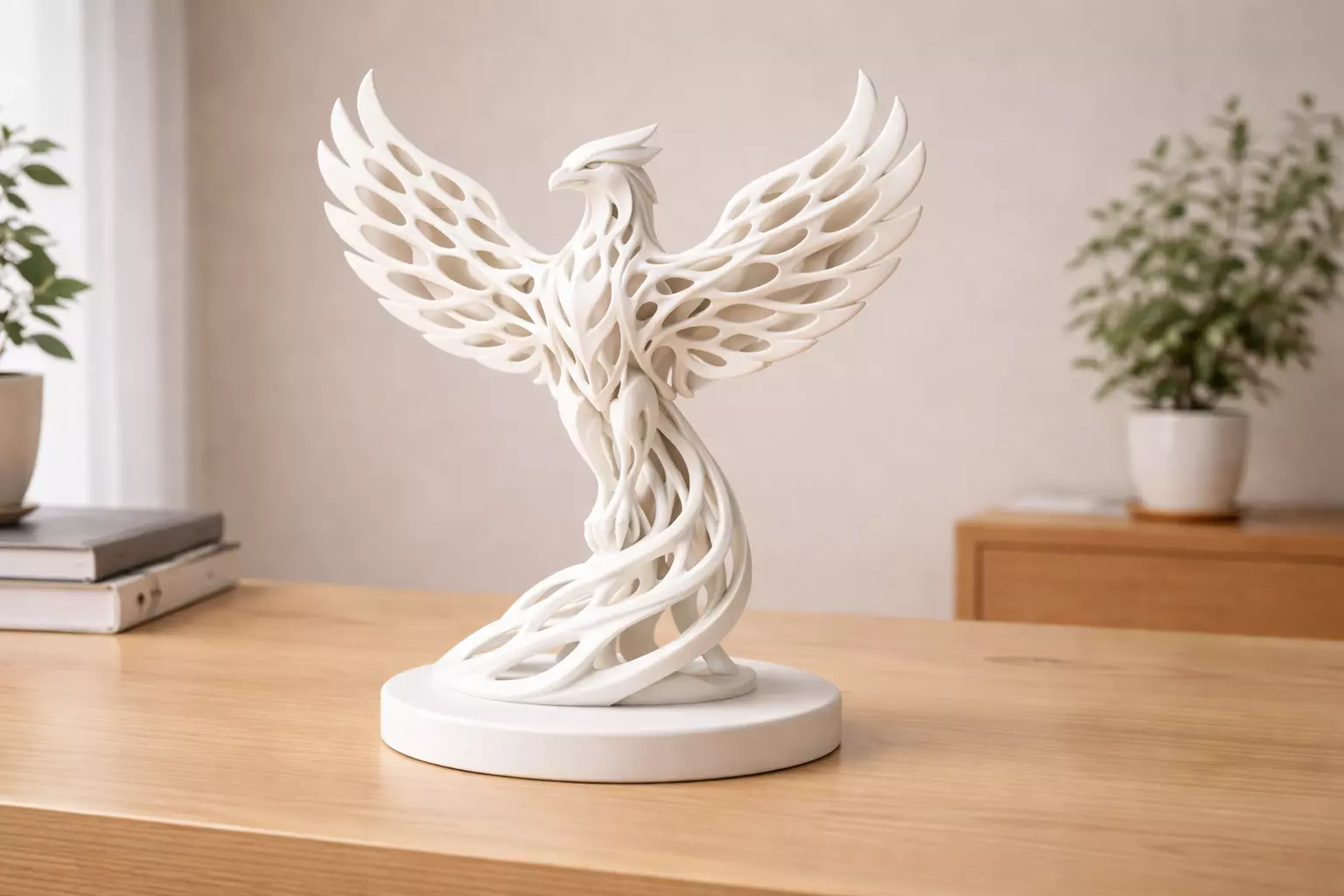 Hollow Geometric Phoenix Sculpture 3D Print STL Voronoi 3D print model