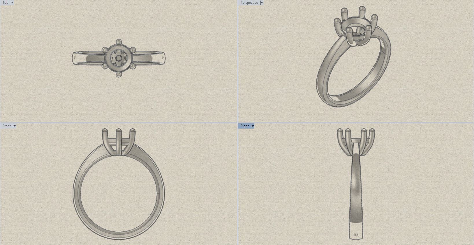 Classic 6 Claw Solitaire Ring 3D print model_5