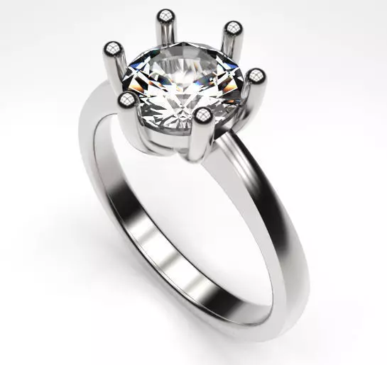 Classic 6 Claw Solitaire Ring 3D print model_0