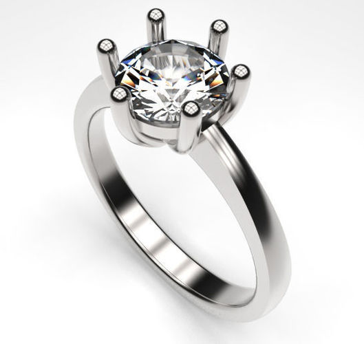 Classic 6 Claw Solitaire Ring 3D print model