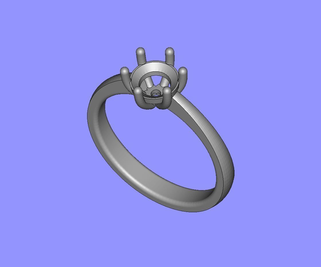 Classic 6 Claw Solitaire Ring 3D print model_1