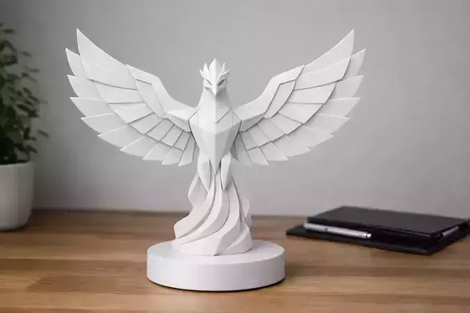 Geometric Phoenix Sculpture 3D Print STL Modern Minimalist