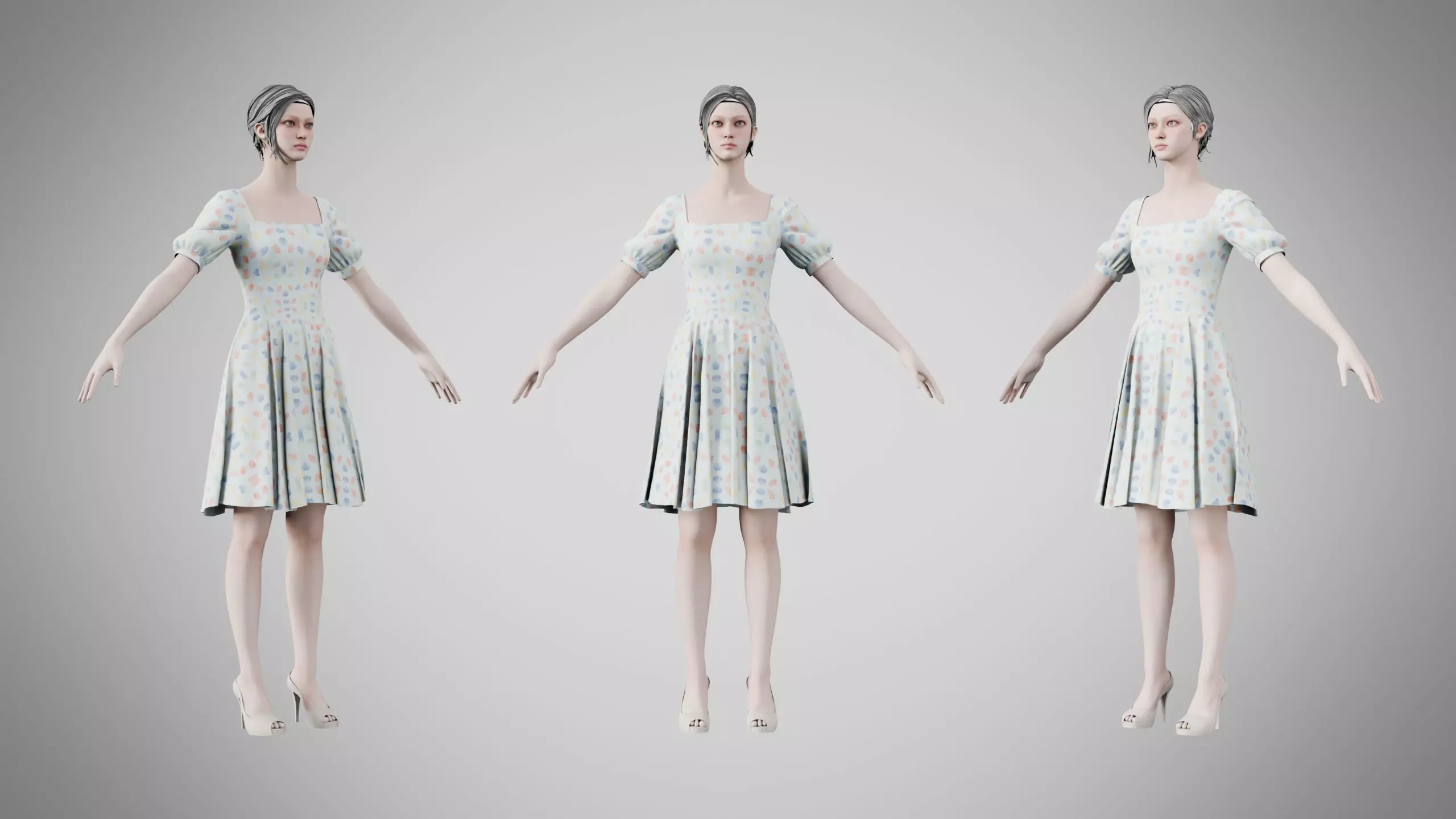 Dress 26 Aqua Meadow Mosaic Low-poly 3D model