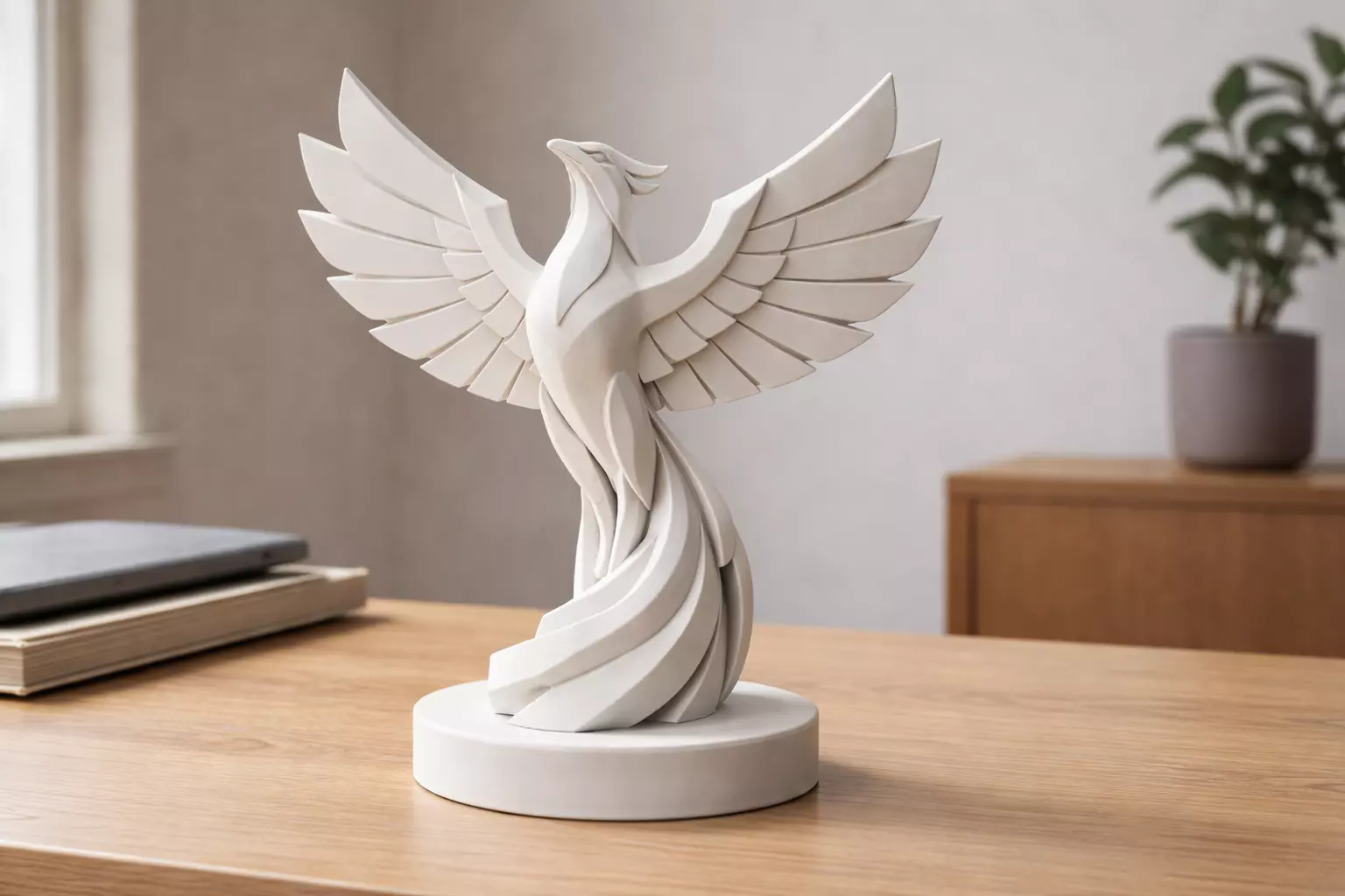 Modern Geometric Phoenix Sculpture 3D Print STL Minimalist 3D print model