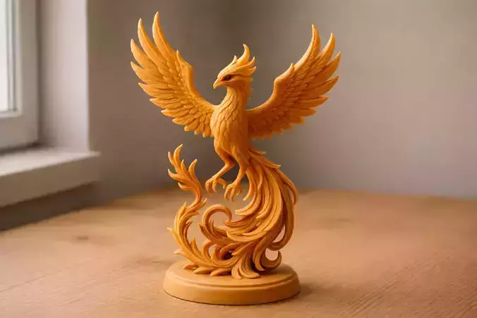Majestic Phoenix Fire Bird Statue 3D Print STL Fantasy Sculpture