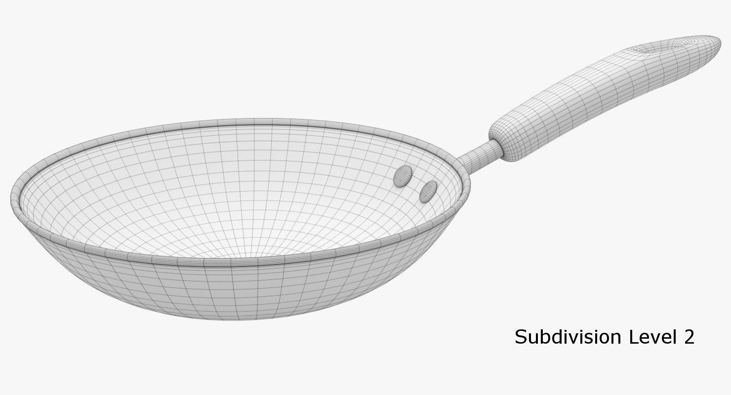 Pan 2 frying with handle 3D model_6