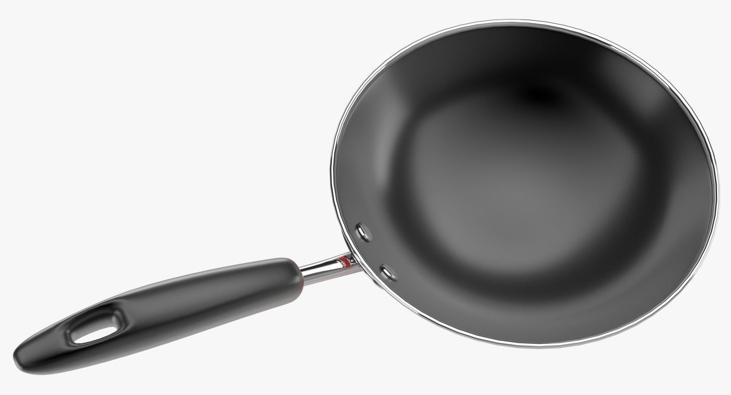 Pan 2 frying with handle 3D model_2