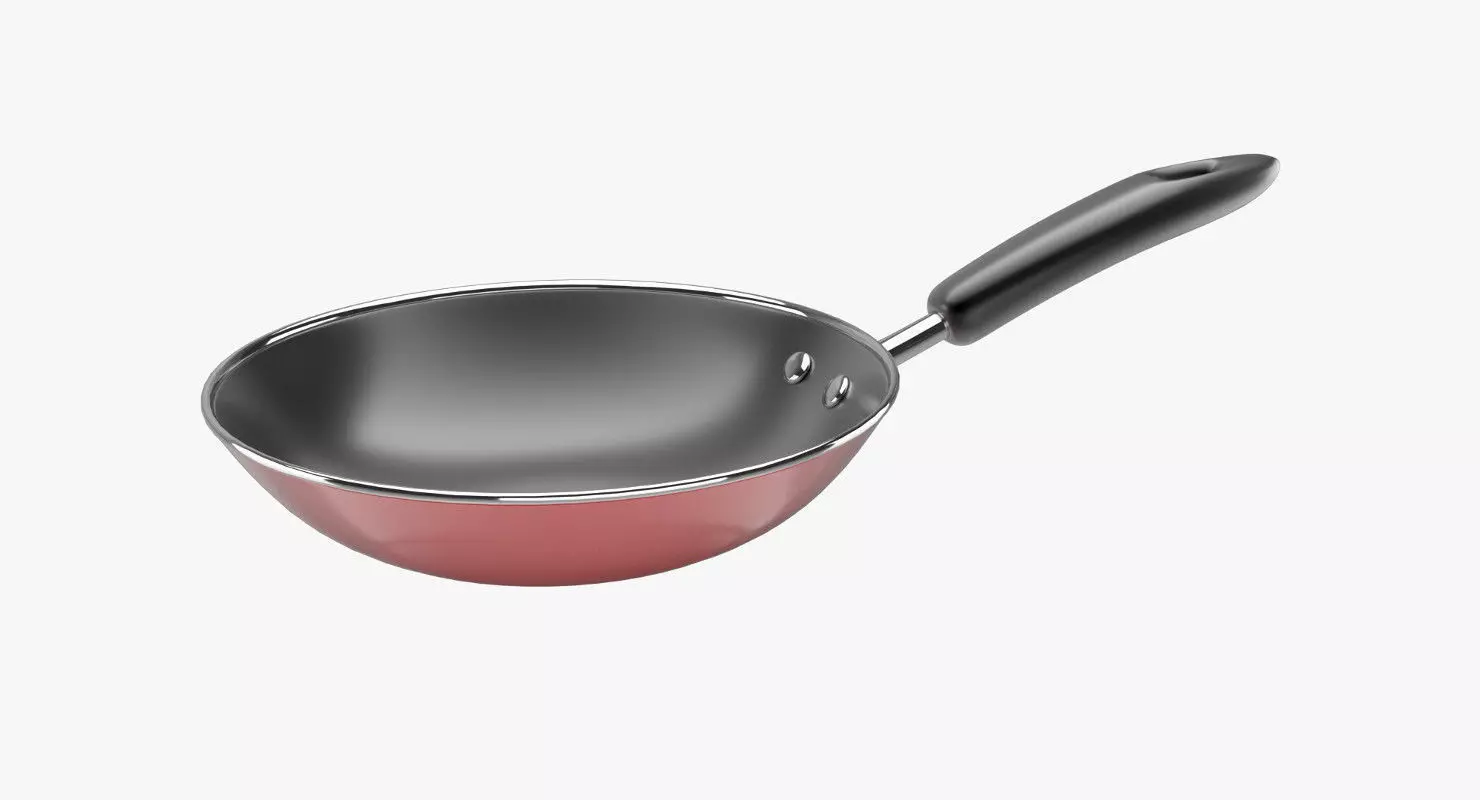 Pan 2 frying with handle 3D model_0