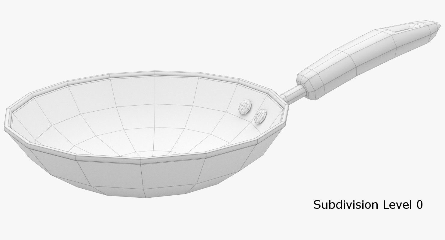 Pan 2 frying with handle 3D model_4