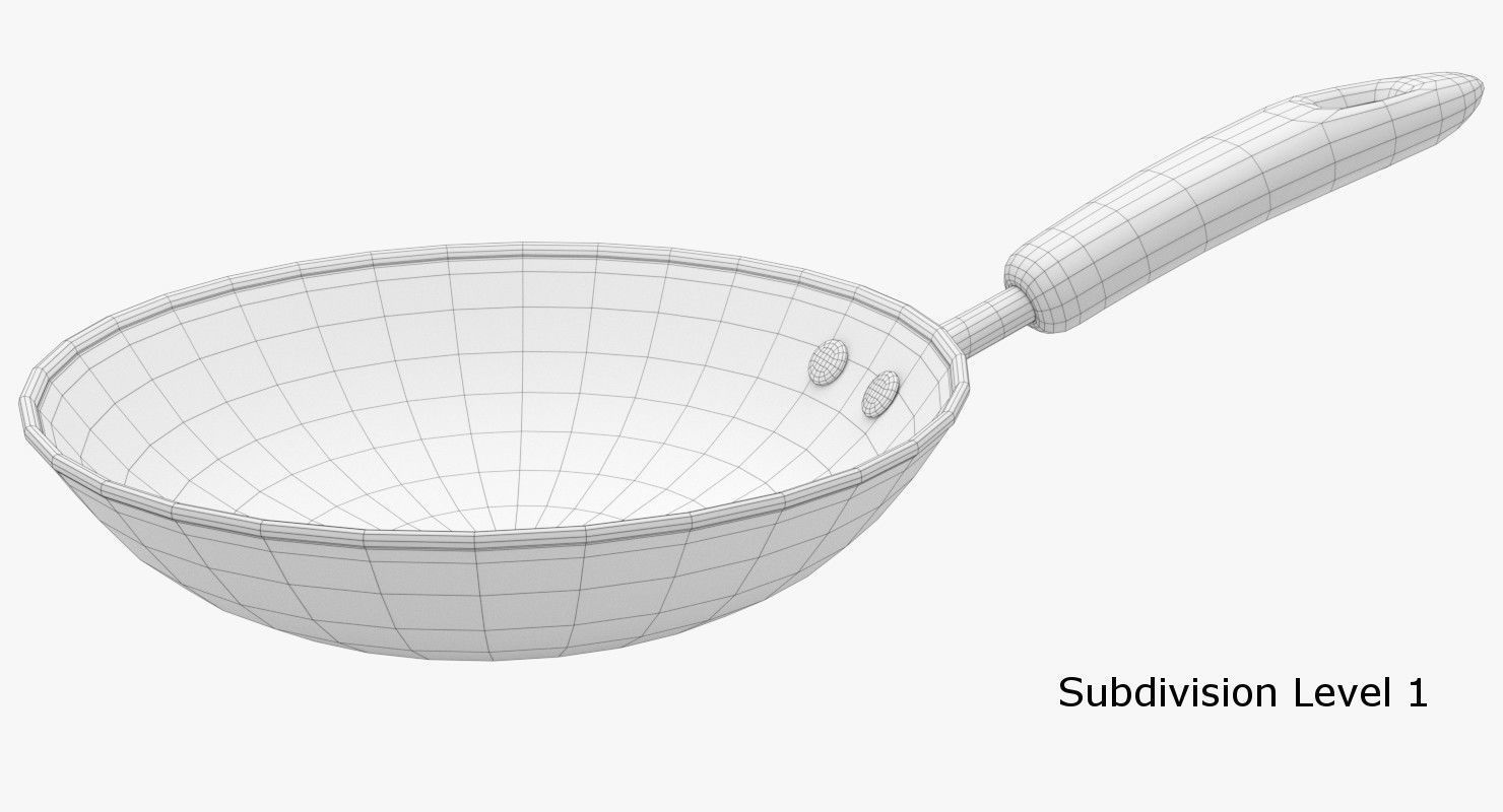 Pan 2 frying with handle 3D model_5