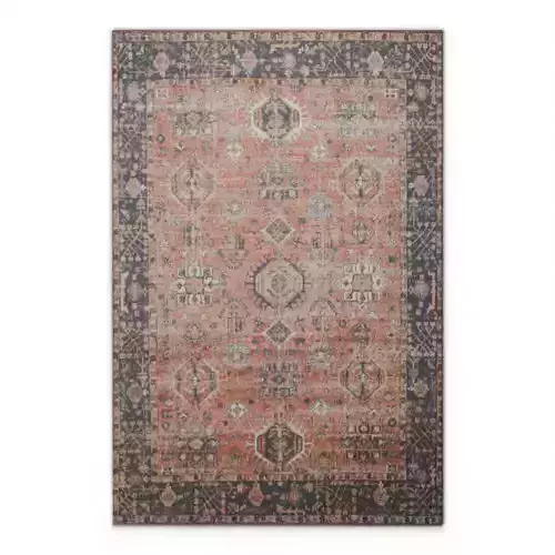 Arlo Home Woven Rug - Modern Geometric Rust and Navy Area Rug