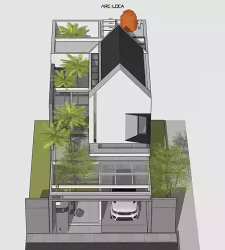 3D Model Modern Minimalist 2 Story House in Contemporary Style 3D model 7