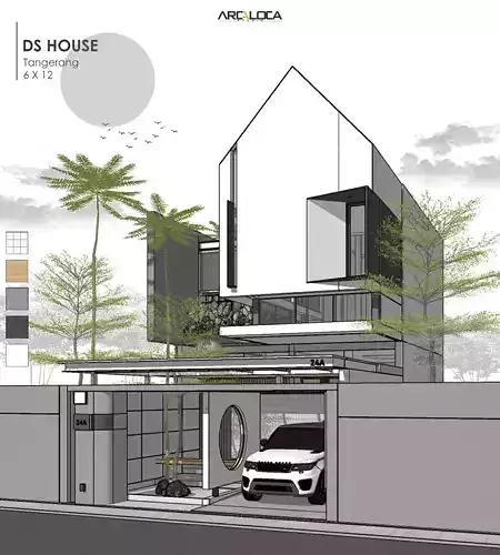 3D Model Modern Minimalist 2 Story House in Contemporary Style 3D model 3
