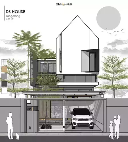 3D Model Modern Minimalist 2 Story House in Contemporary Style 3D model 2