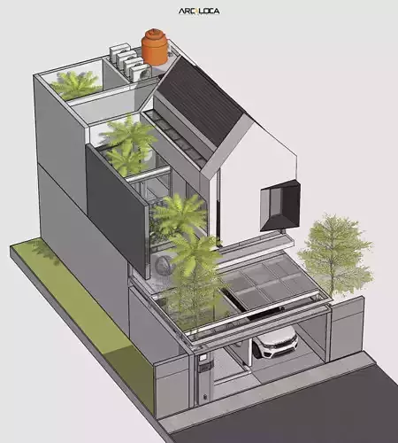 3D Model Modern Minimalist 2 Story House in Contemporary Style 3D model 6
