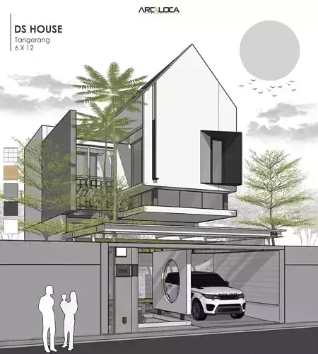 3D Model Modern Minimalist 2 Story House in Contemporary Style 3D model