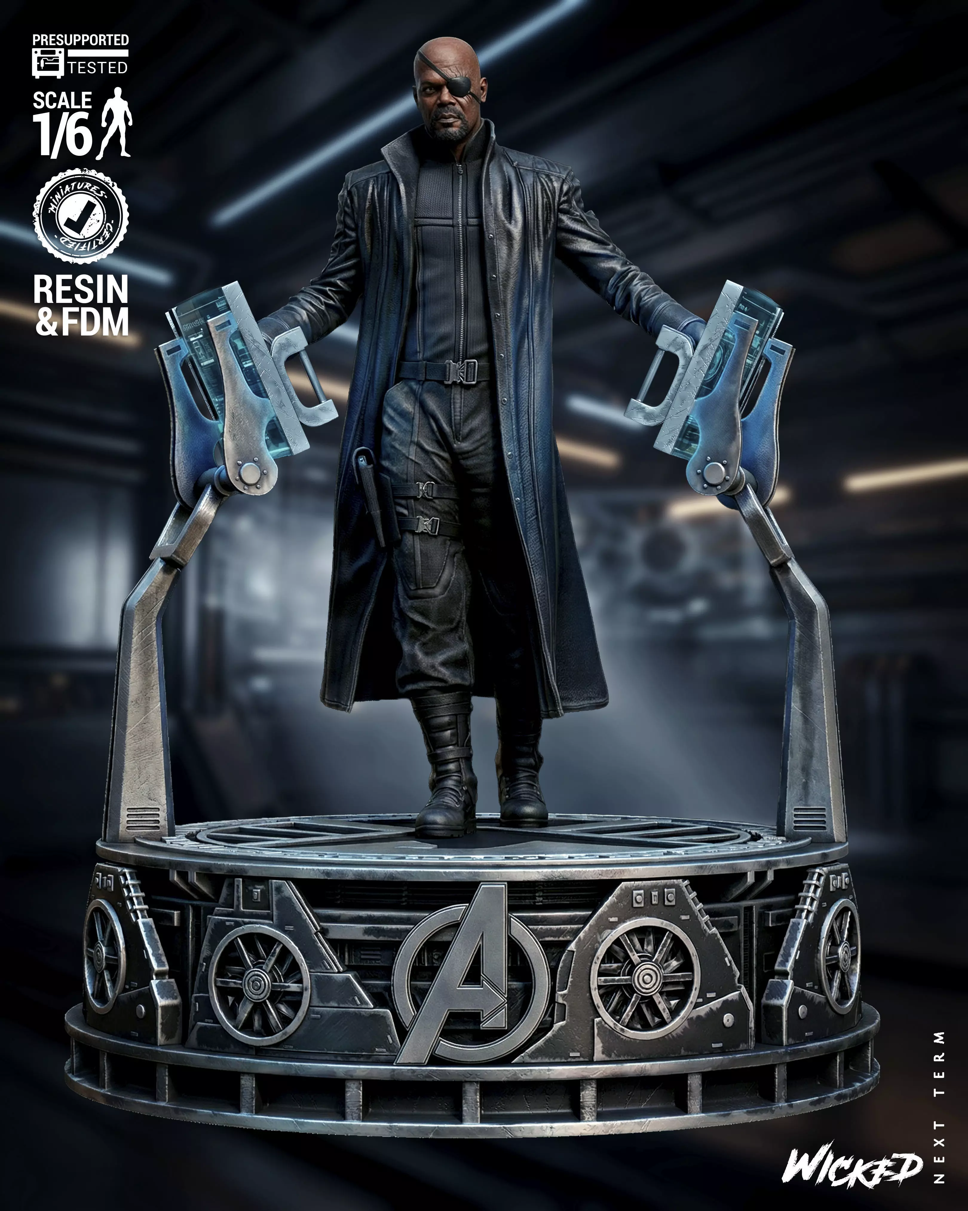 Wicked Marvel Nick Fury Sculpture 3D print model