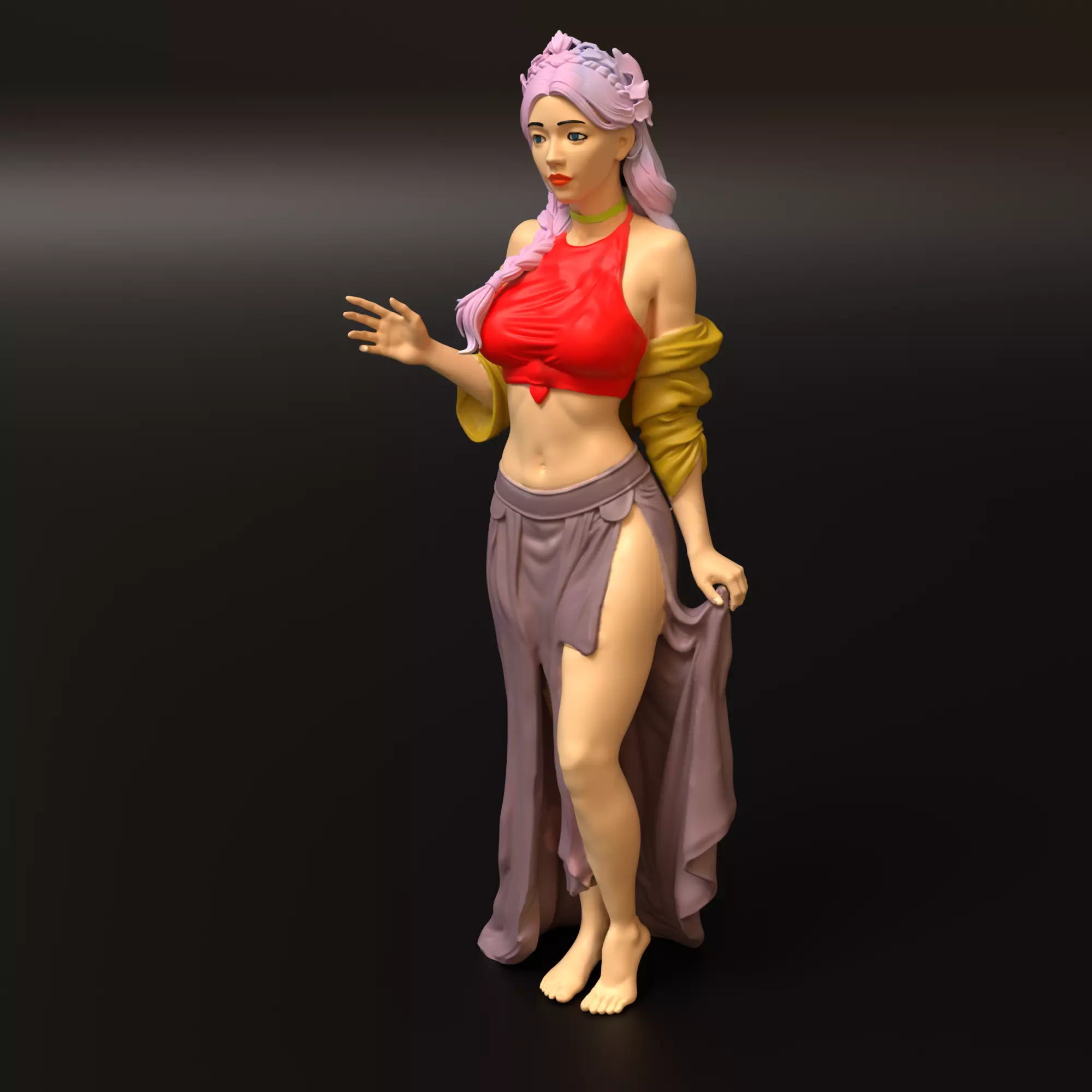 Stylized Fantasy Girl - Split into 5 Parts - 3D Print Ready 3D print model
