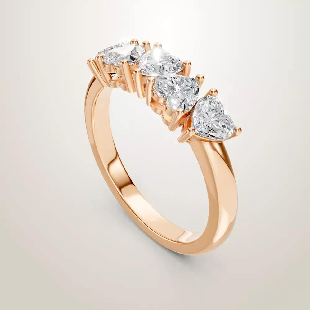 Heart Diamond 5 Stone Engagement Ring 3D print model