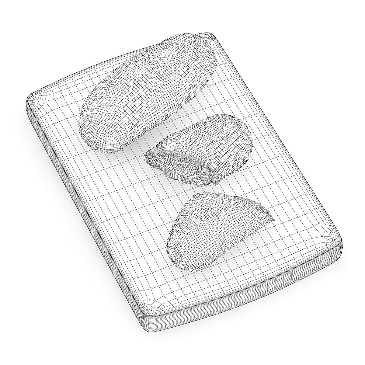 Buns with Sesame Seeds on Wooden Board 3D model_3
