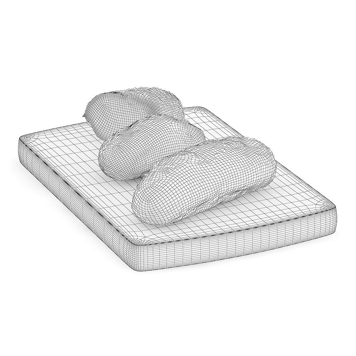 Buns with Sesame Seeds on Wooden Board 3D model_5