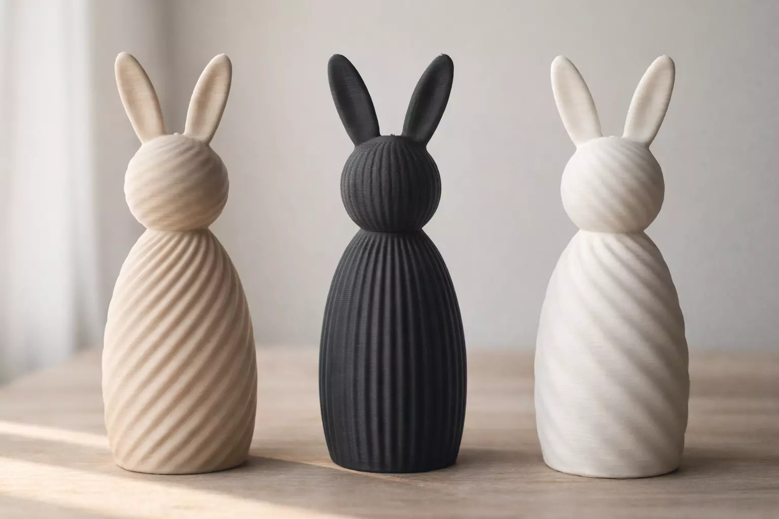 Set of 3 Minimalist Bunny STL Modern Easter Decor 3D print model