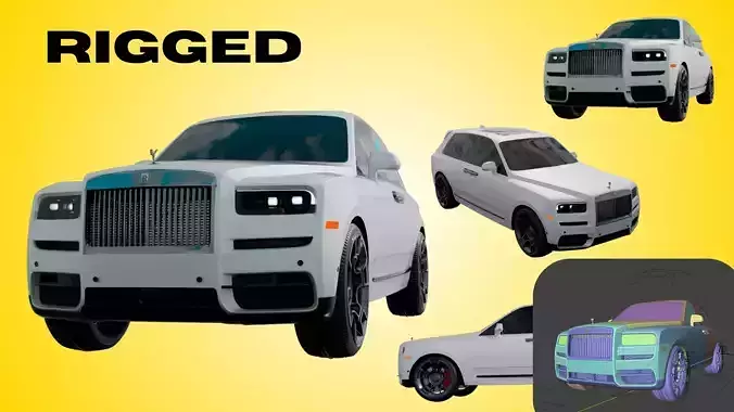 Rolls-Royce SUV Fully Rigged HighQuality 3D Model for Animation Low-poly 3D model