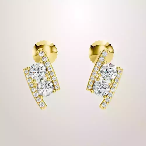 2 Stone Diamond Pave Earring