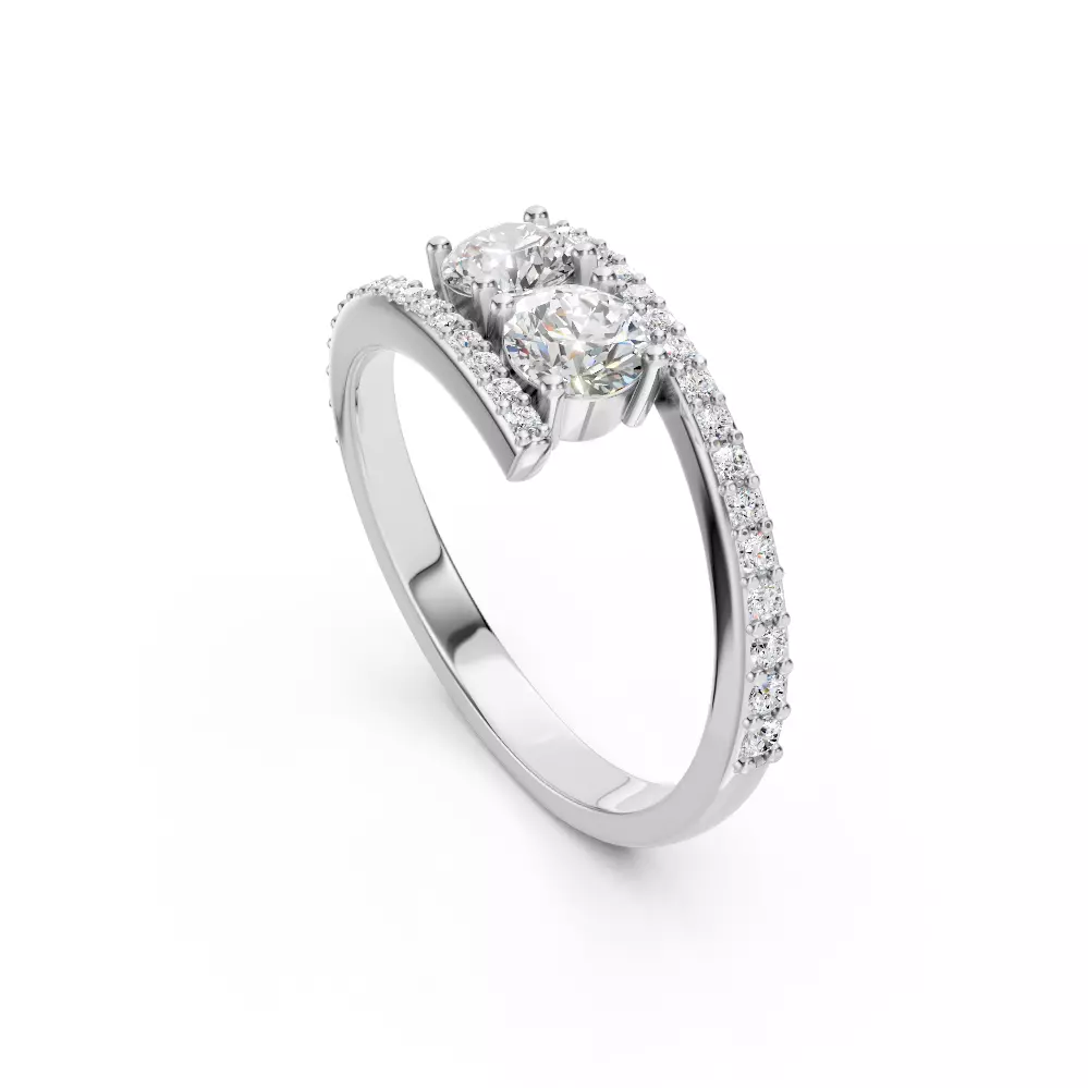 2 Stone Diamond Pave Ring 3D print model
