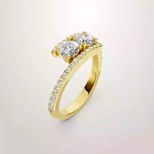 2 Stone Diamond Pave Ring