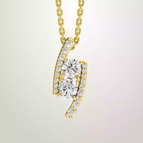 2 Stone Diamond Pave Peandant