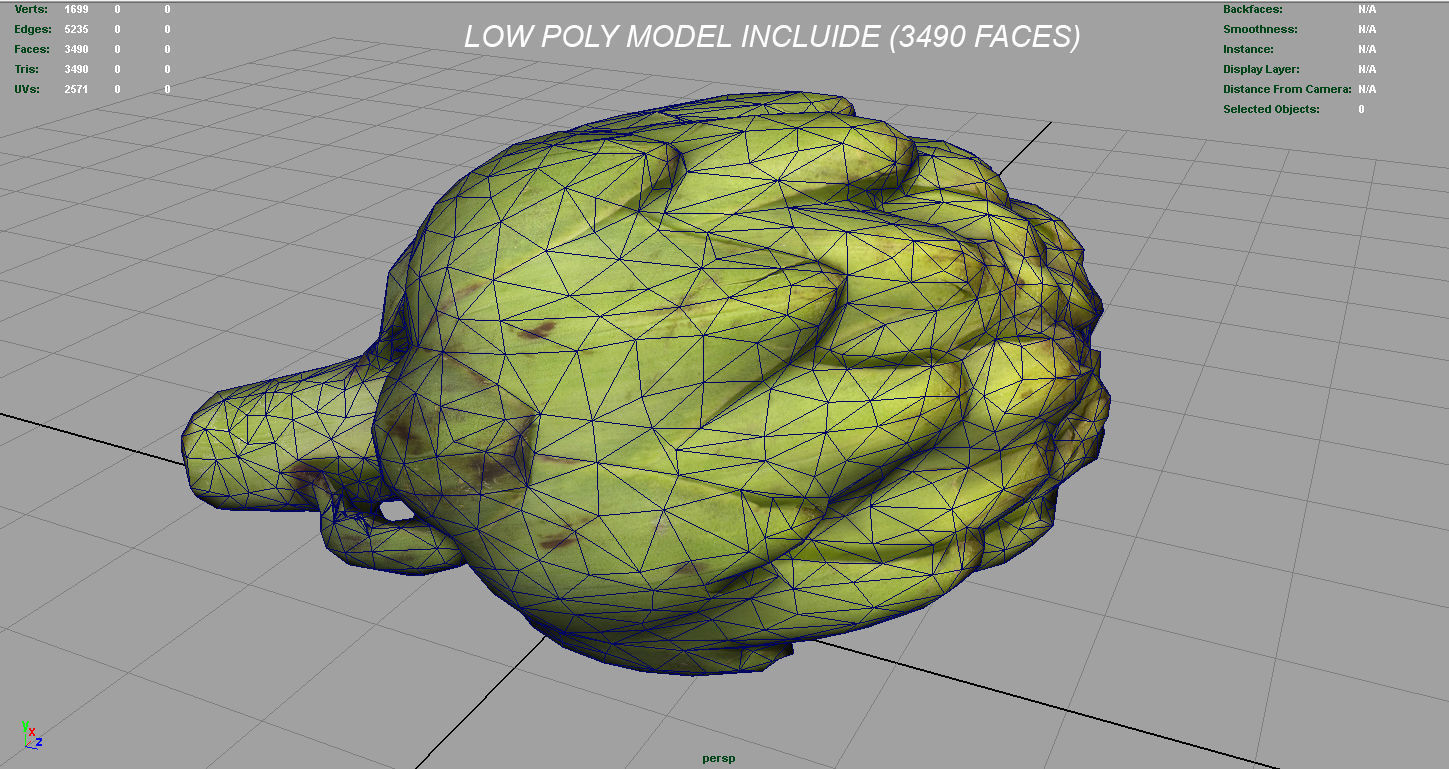 Artichoke Low-poly 3D model_11
