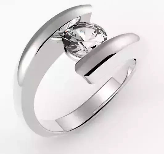 Cross Over Band Solitaire Ring