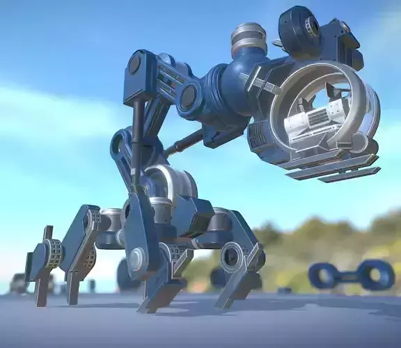 The Walking Mech Neck Blue Version Low-poly 3D model