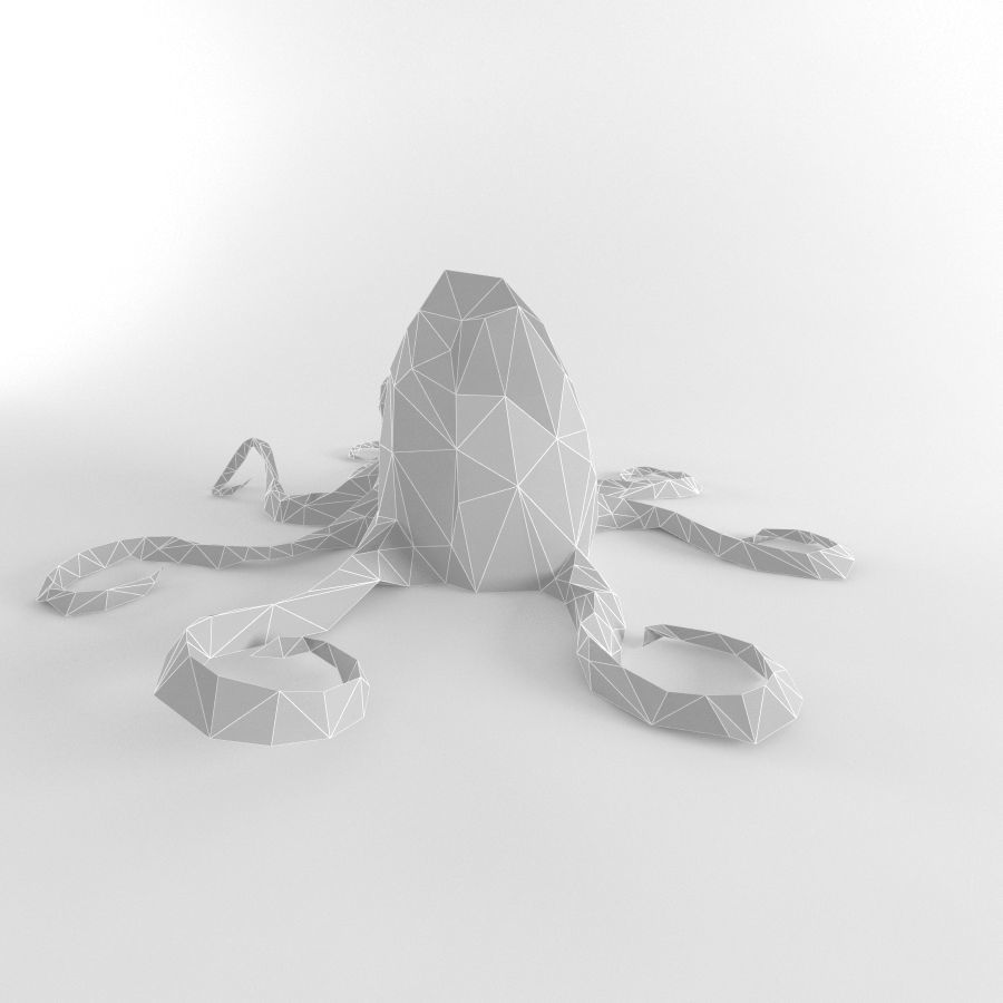 Octopus Low Poly Squid Lowpoly Kraken Tentacle Seamonster Low-poly 3D model_2