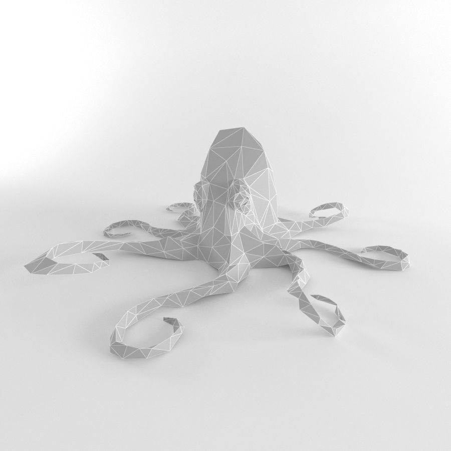 Octopus Low Poly Squid Lowpoly Kraken Tentacle Seamonster Low-poly 3D model_1