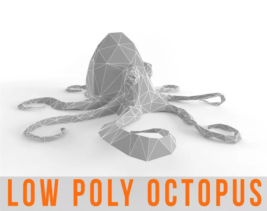 Octopus Low Poly Squid Lowpoly Kraken Tentacle Seamonster Low-poly 3D model_0