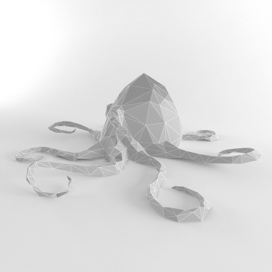 Octopus Low Poly Squid Lowpoly Kraken Tentacle Seamonster Low-poly 3D model_3