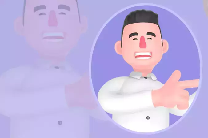 Stylized 3D Businessman Character - Pointing at Gold Coin 3D model