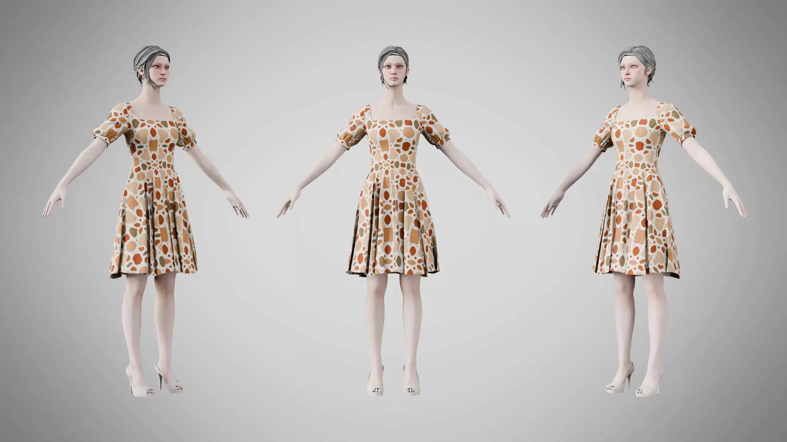 Dress 26 Terracotta Pebble Pattern Low-poly 3D model