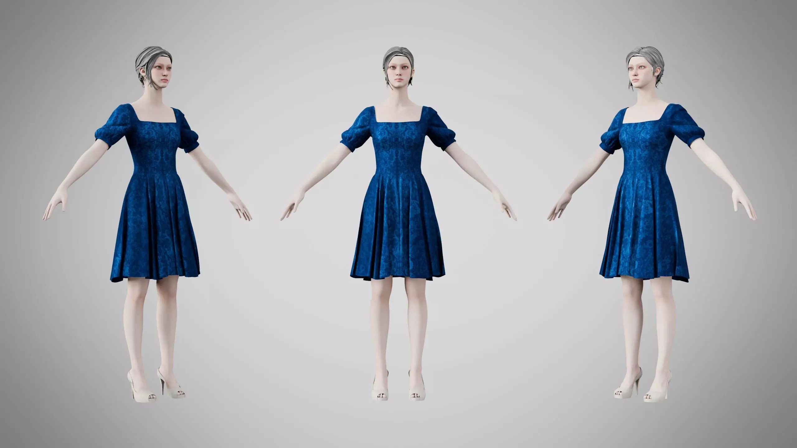 Dress 26 Sapphire Mist Velvet Low-poly 3D model